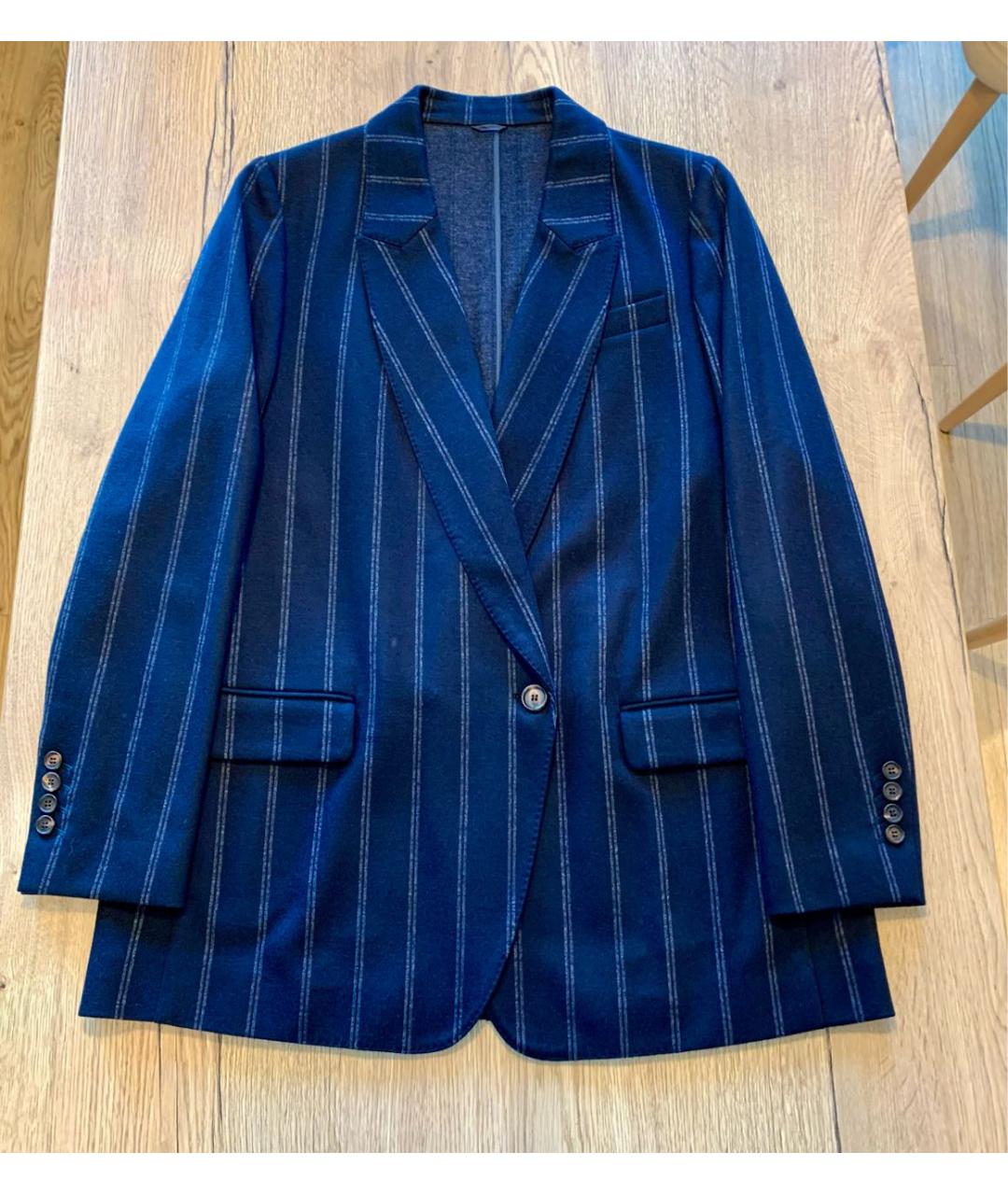 BRUNELLO CUCINELLI Темно-синий шерстяной жакет/пиджак, фото 9