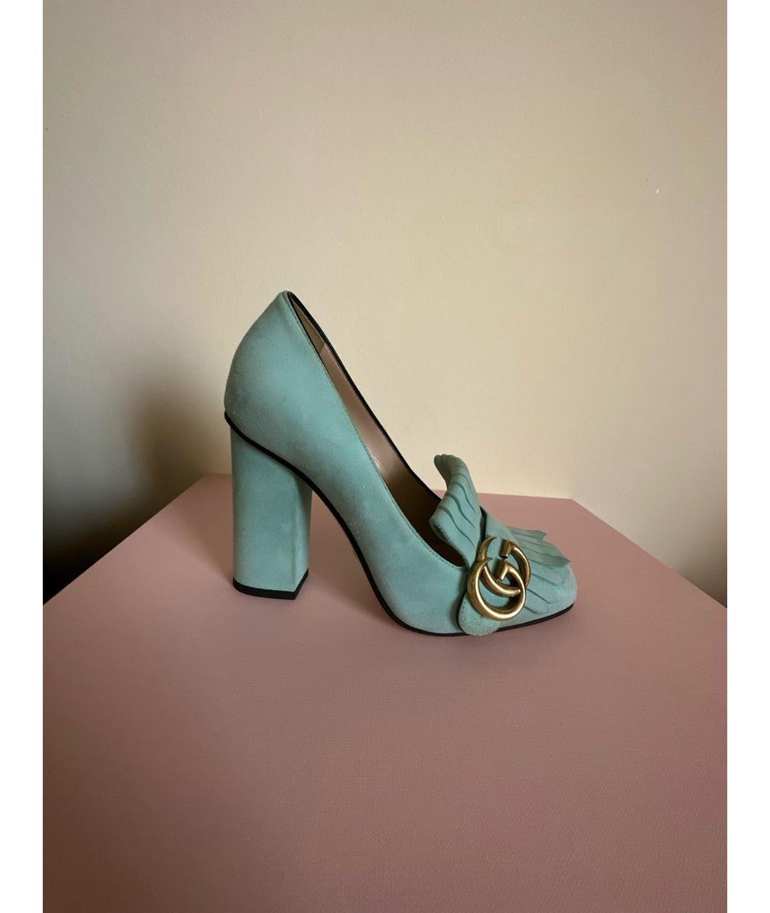 GUCCI Голубые замшевые туфли, фото 7
