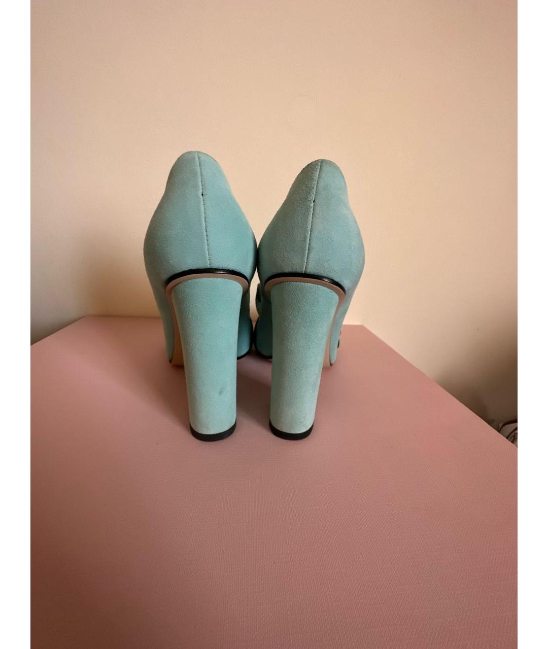 GUCCI Голубые замшевые туфли, фото 4