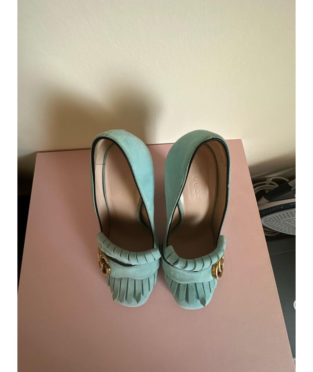 GUCCI Голубые замшевые туфли, фото 3