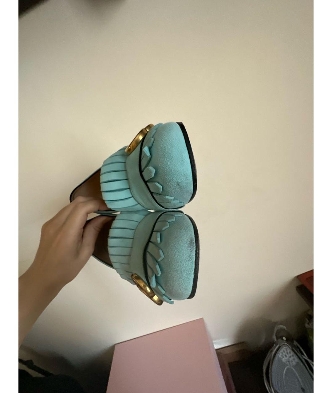 GUCCI Голубые замшевые туфли, фото 5