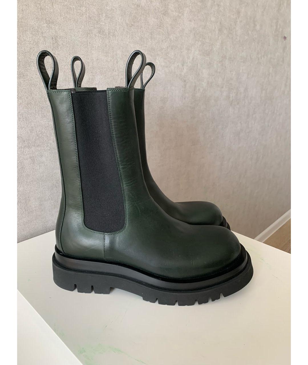 BOTTEGA VENETA Хаки кожаные полусапоги, фото 9