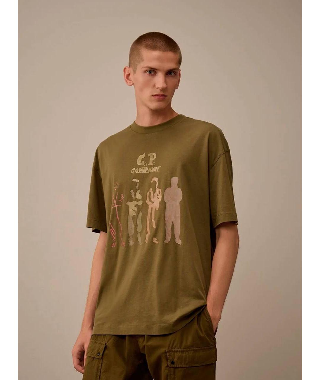 CP COMPANY Хаки хлопковая футболка, фото 3