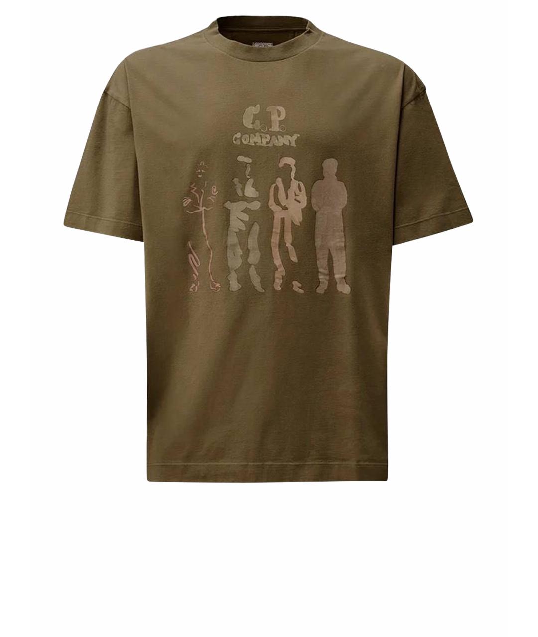 CP COMPANY Хаки хлопковая футболка, фото 1