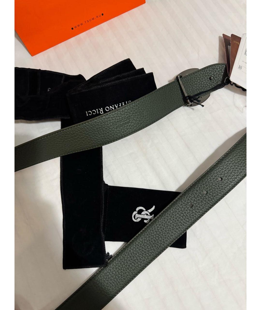 STEFANO RICCI Зеленый кожаный ремень, фото 4