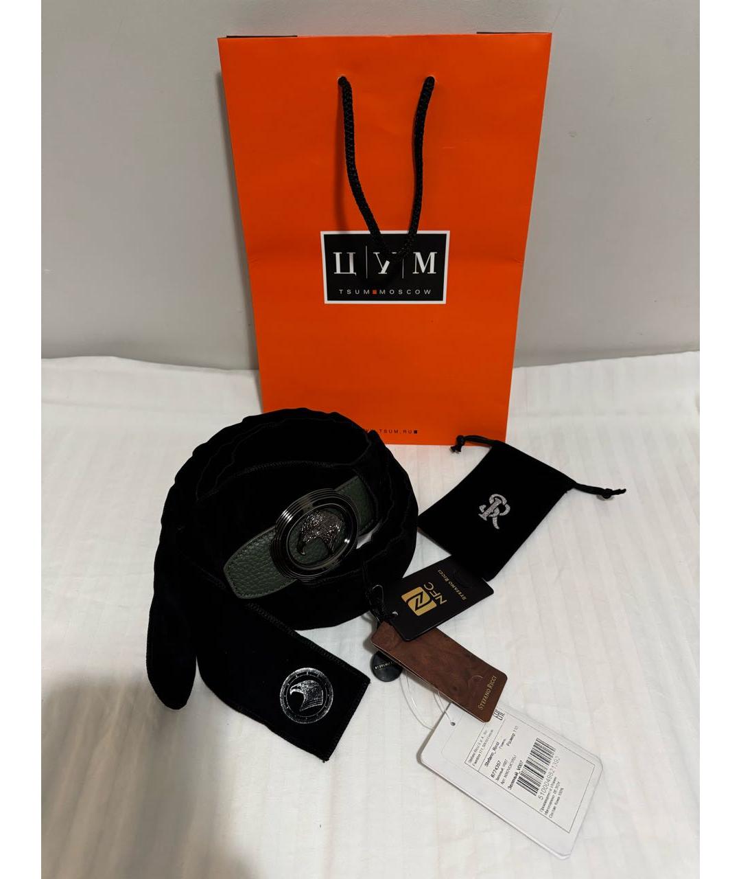 STEFANO RICCI Зеленый кожаный ремень, фото 8