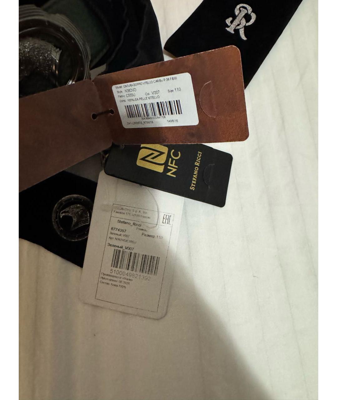 STEFANO RICCI Зеленый кожаный ремень, фото 7