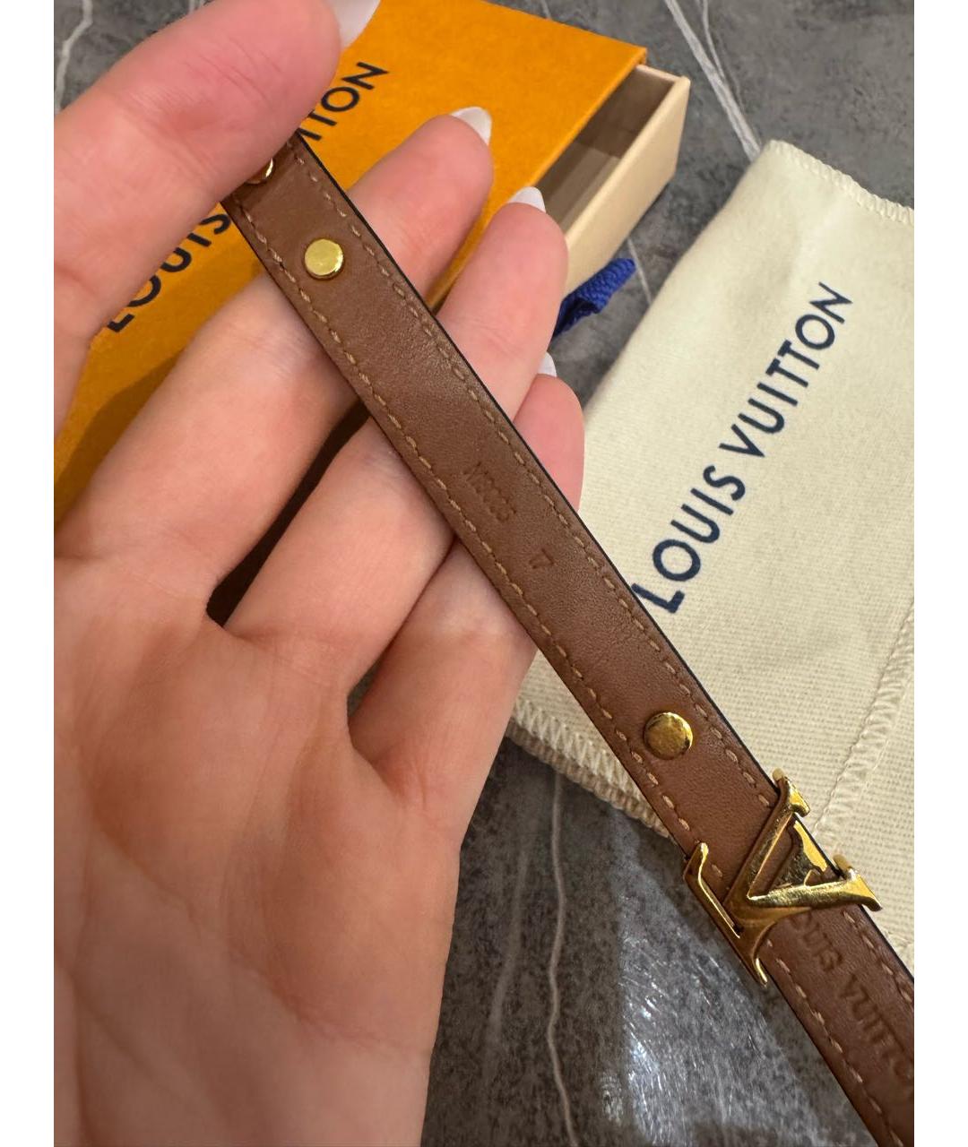 LOUIS VUITTON Черный кожаный браслет, фото 6