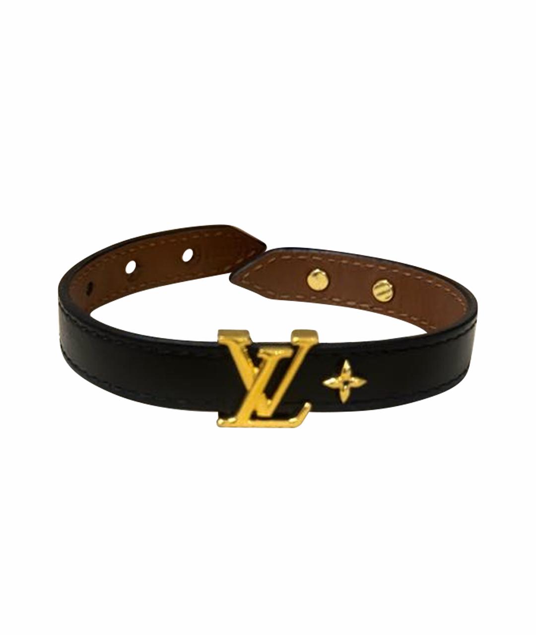 LOUIS VUITTON Черный кожаный браслет, фото 1