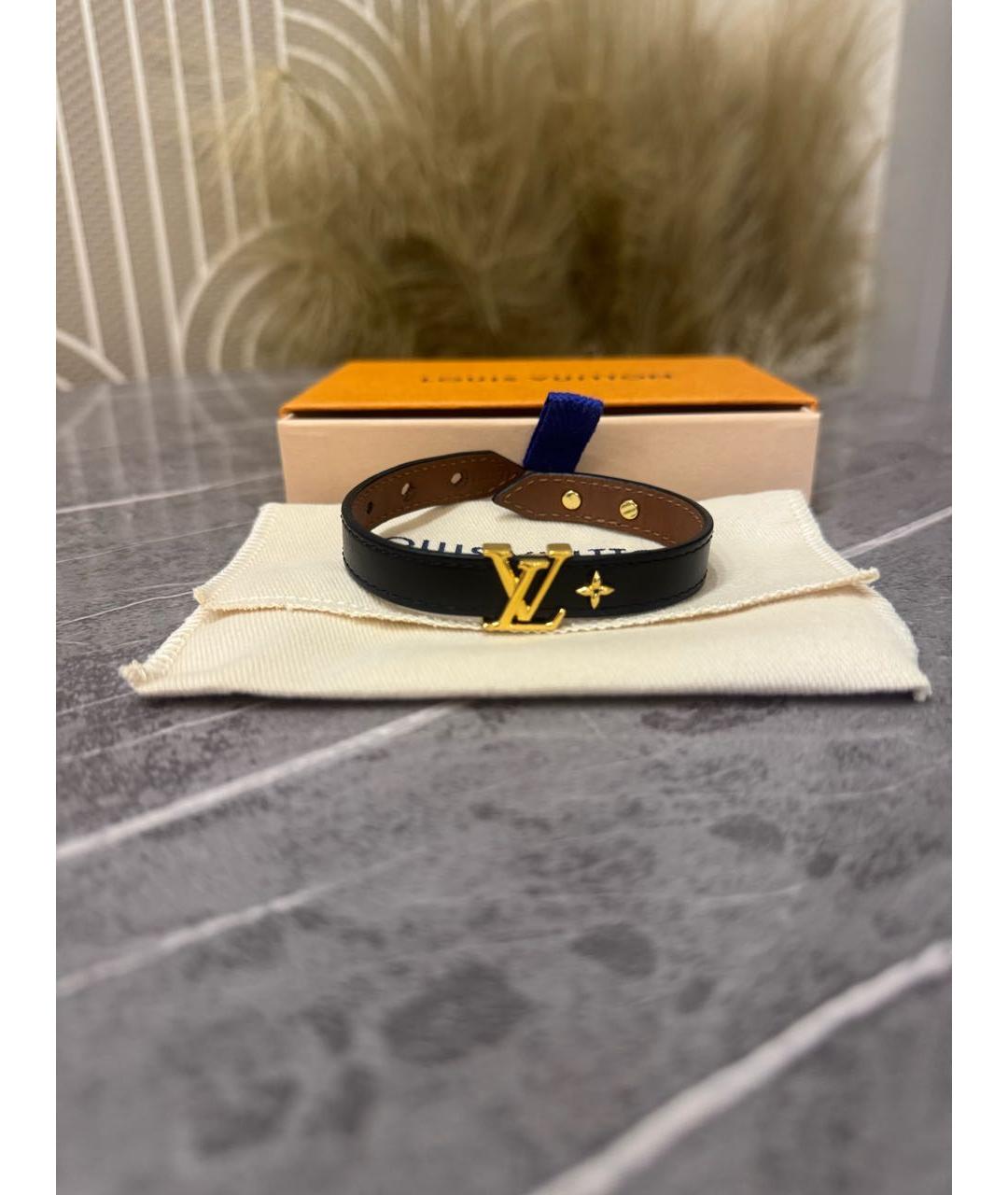 LOUIS VUITTON Черный кожаный браслет, фото 8