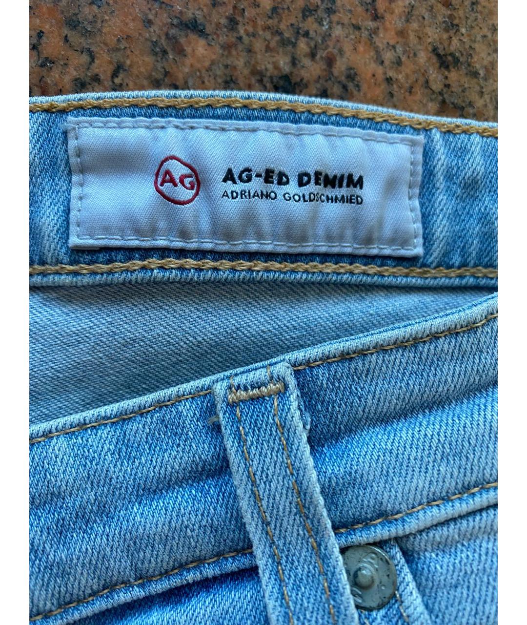 AG JEANS Голубые хлопко-эластановые джинсы слим, фото 7