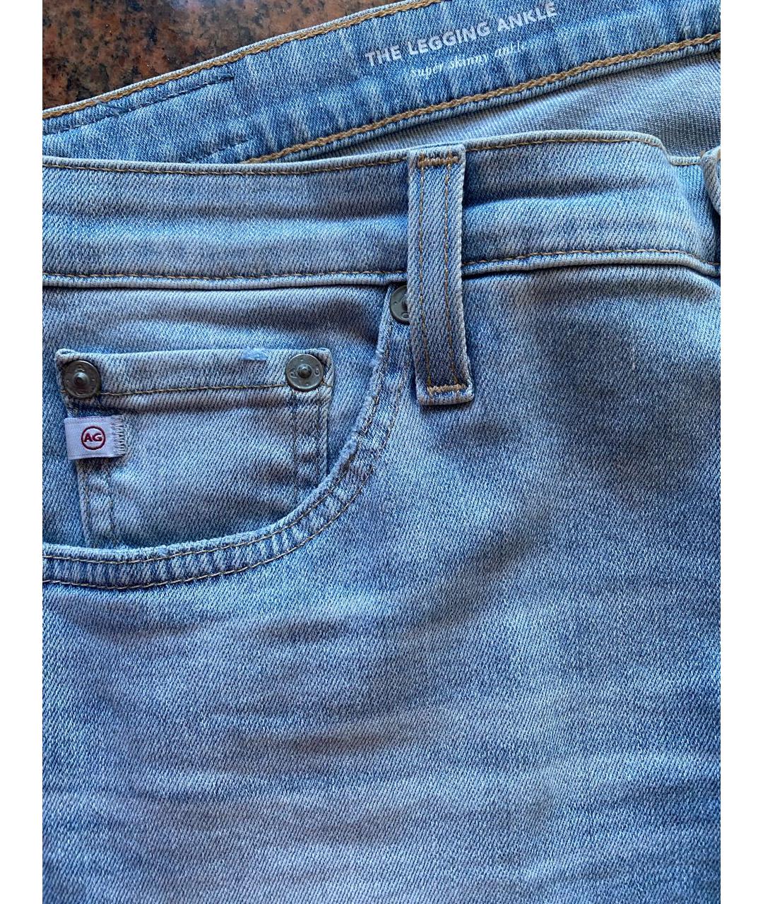 AG JEANS Голубые хлопко-эластановые джинсы слим, фото 6