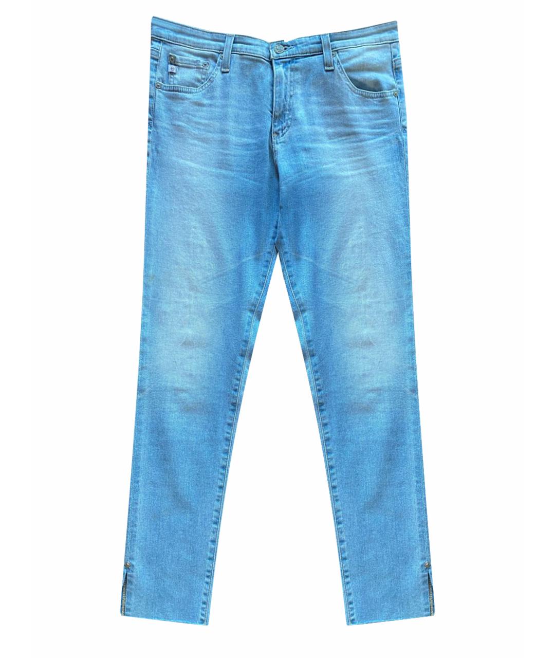 AG JEANS Голубые хлопко-эластановые джинсы слим, фото 1