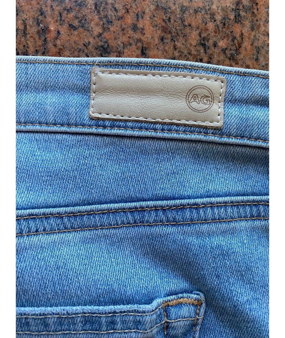 AG JEANS Голубые хлопко-эластановые джинсы слим, фото 5