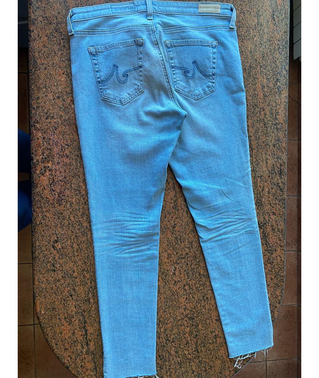 AG JEANS Голубые хлопко-эластановые джинсы слим, фото 2