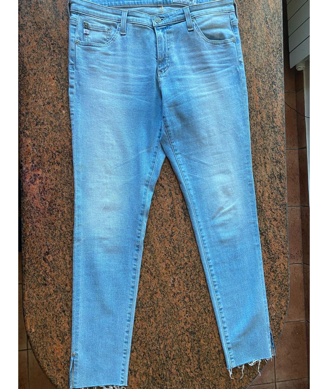 AG JEANS Голубые хлопко-эластановые джинсы слим, фото 9
