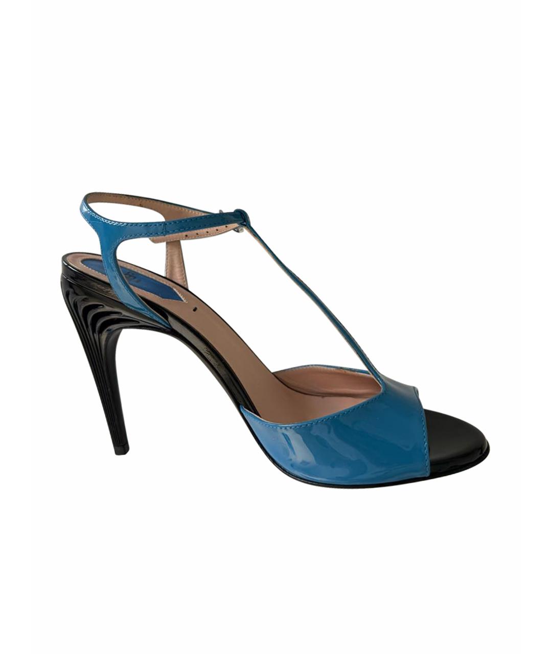 FENDI Синие босоножки из лакированной кожи, фото 1