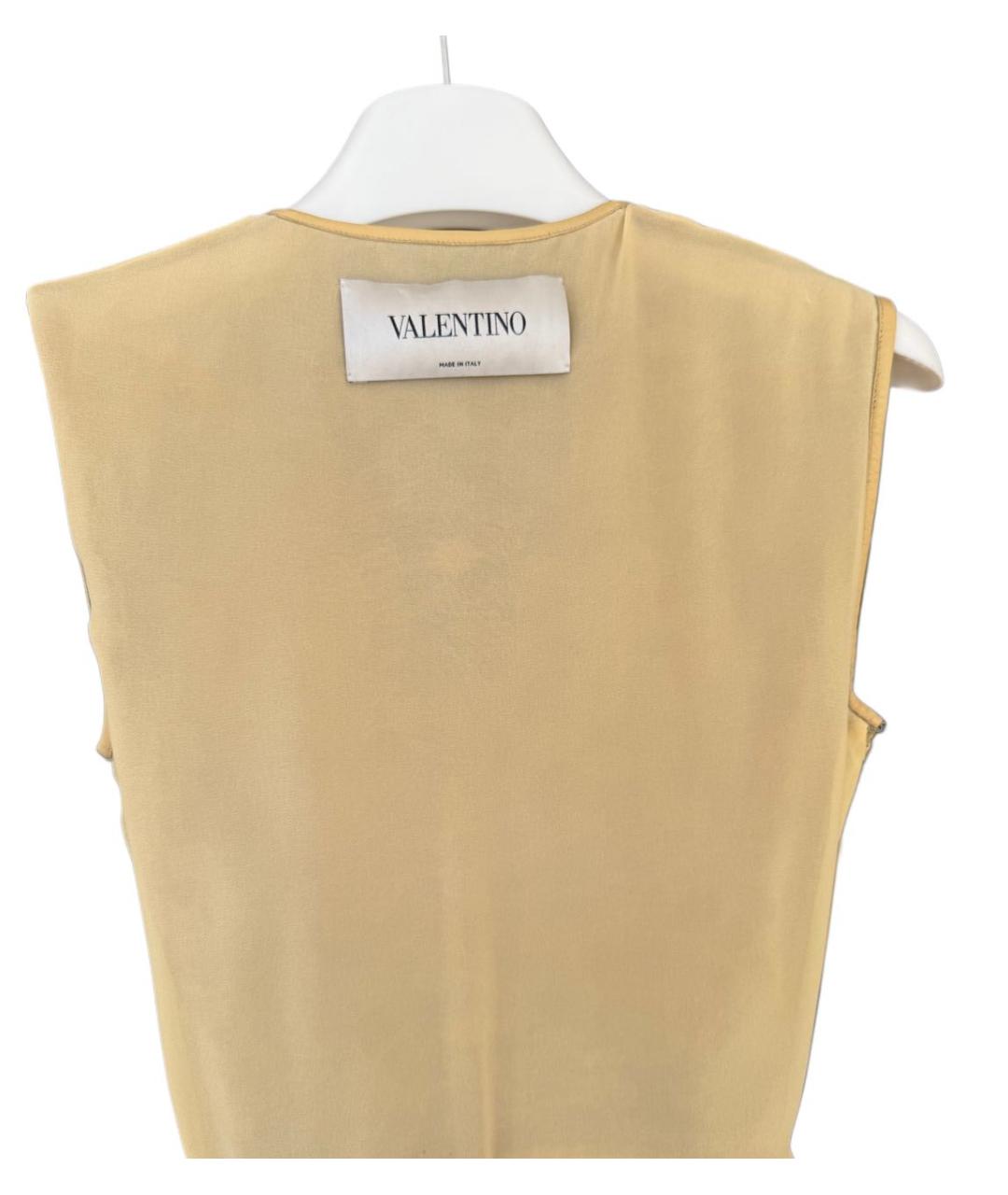 VALENTINO Желтое кожаное коктейльное платье, фото 3
