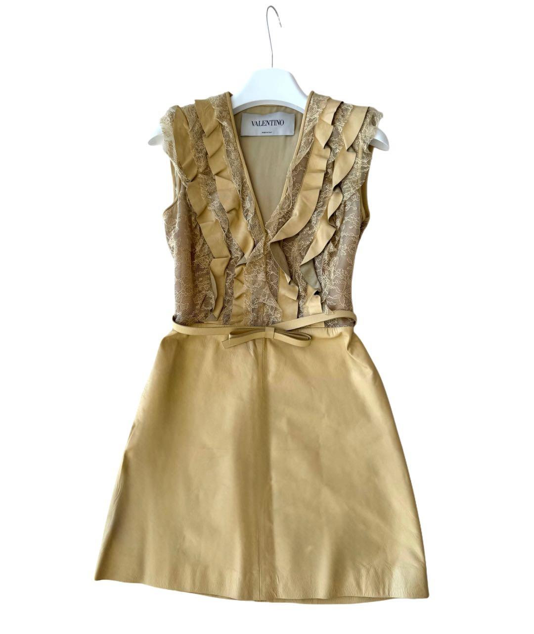 VALENTINO Желтое кожаное коктейльное платье, фото 6