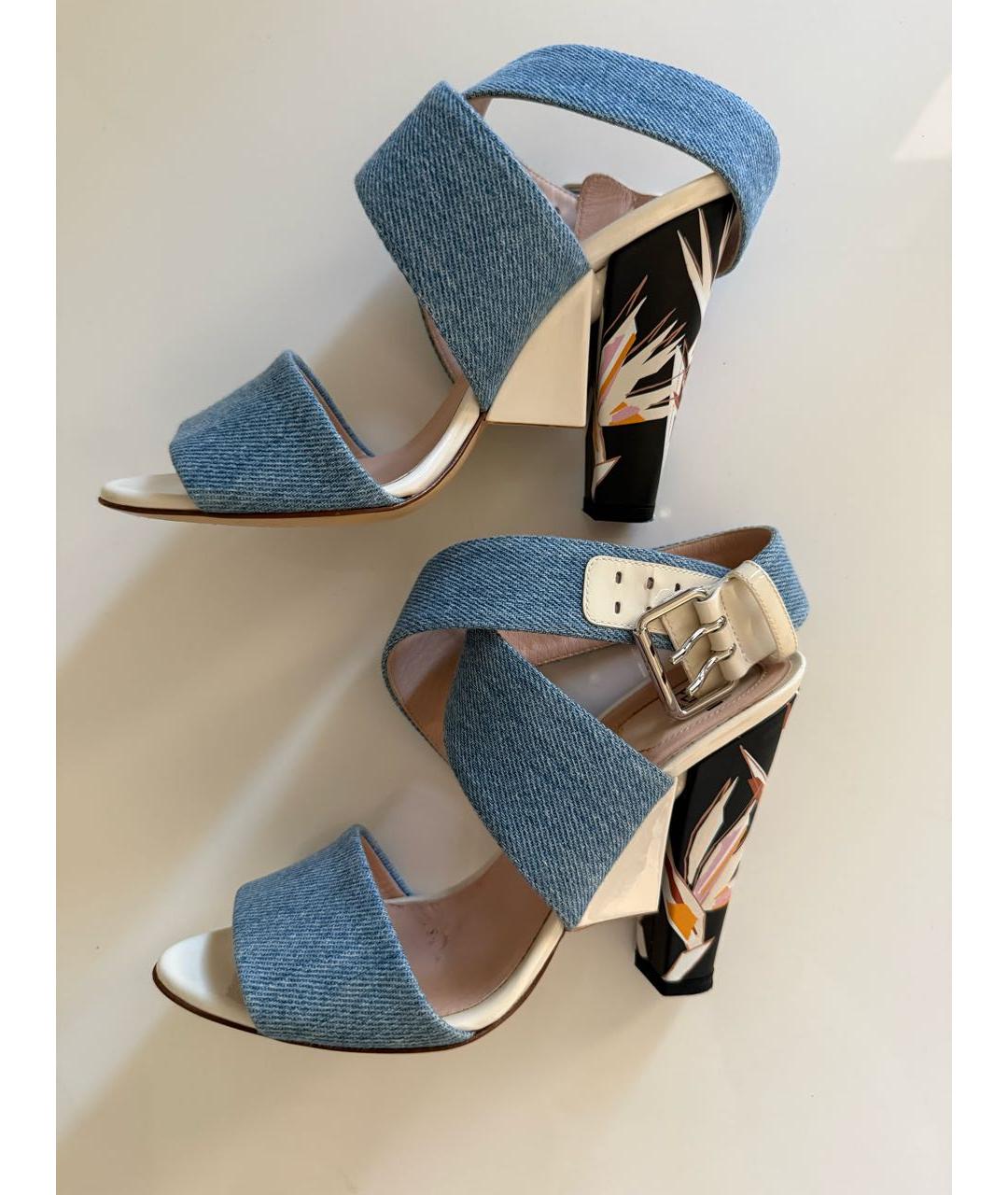 FENDI Голубые босоножки, фото 6