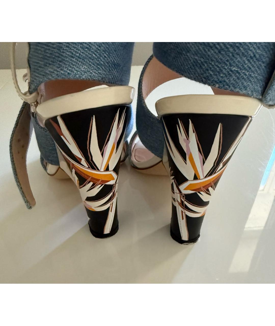 FENDI Голубые босоножки, фото 4