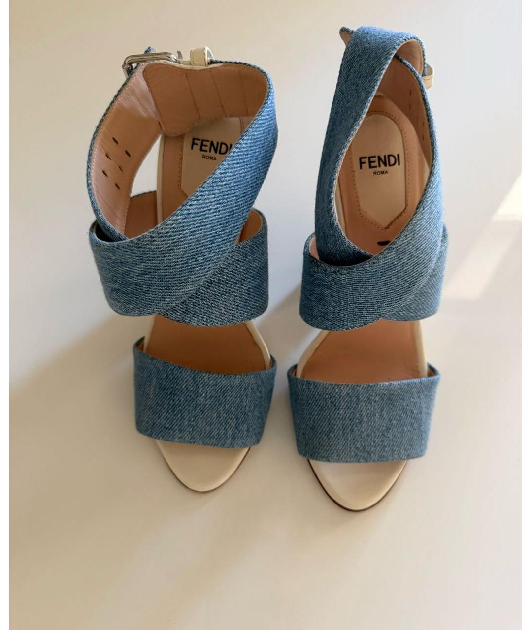 FENDI Голубые босоножки, фото 3