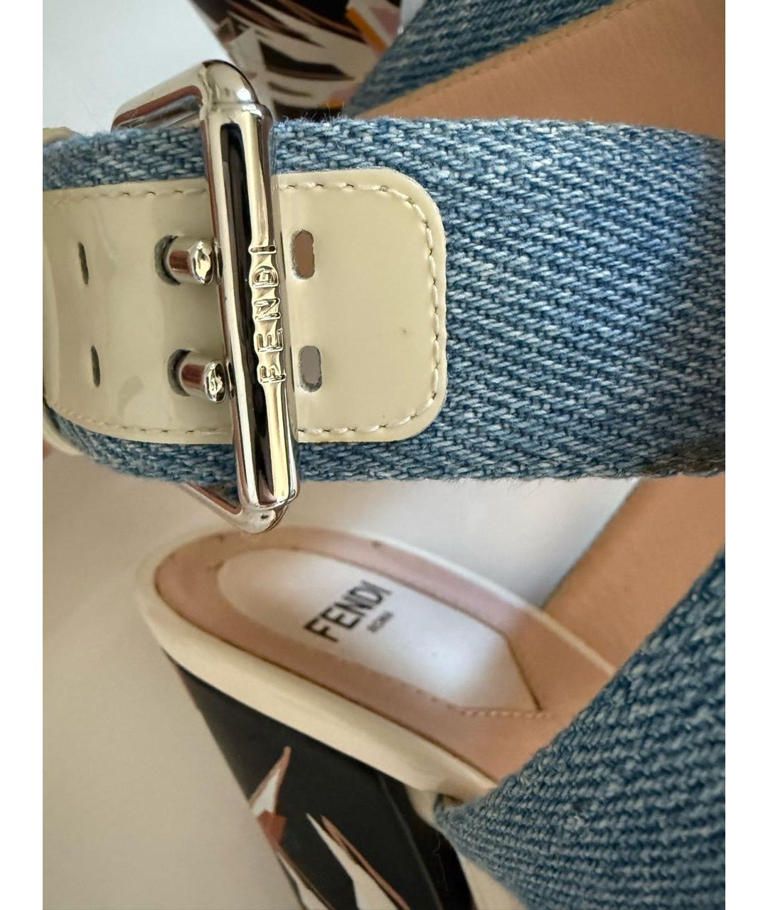 FENDI Голубые босоножки, фото 7