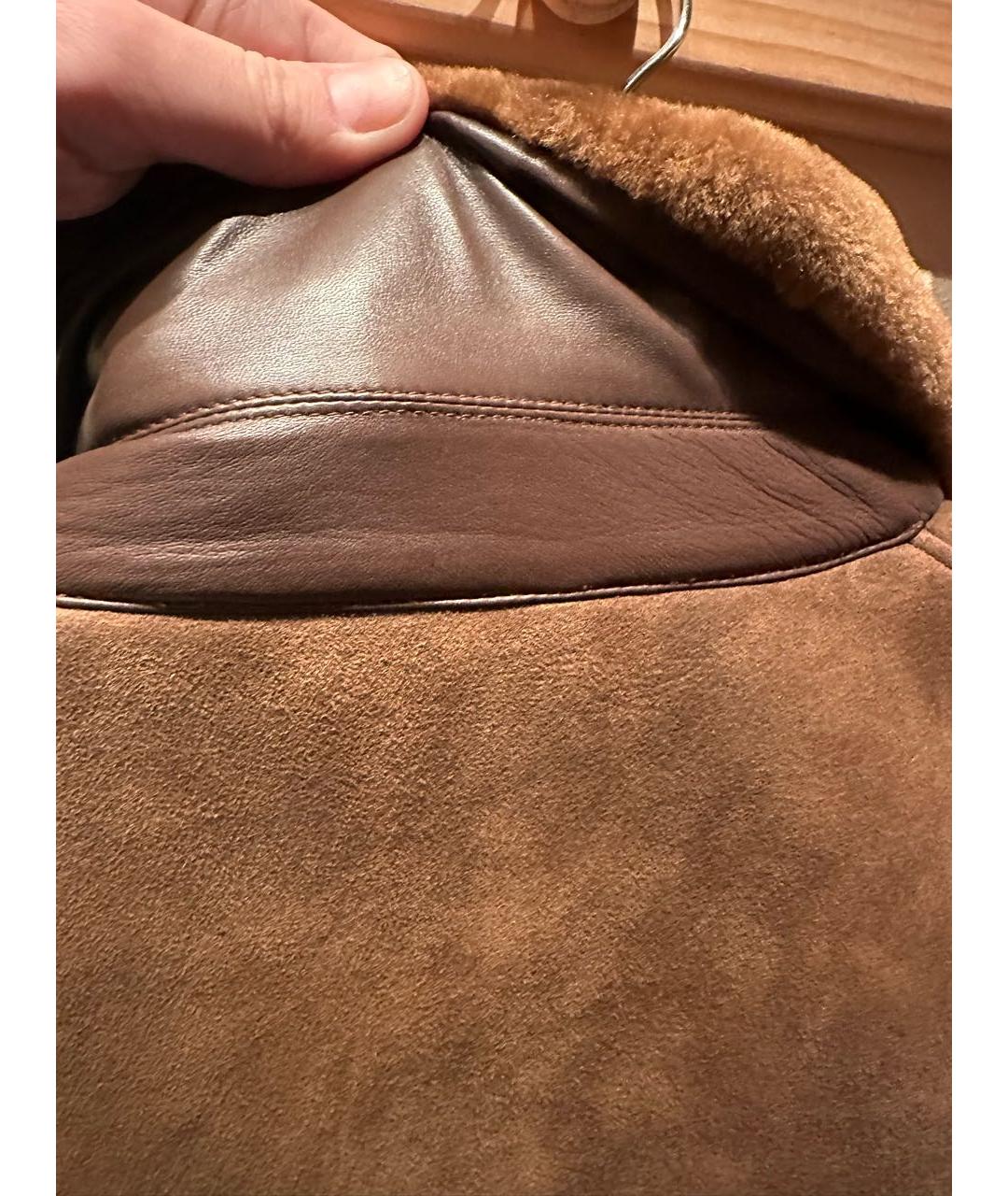 BRIONI Коричневая кожаная дубленка/шуба, фото 6
