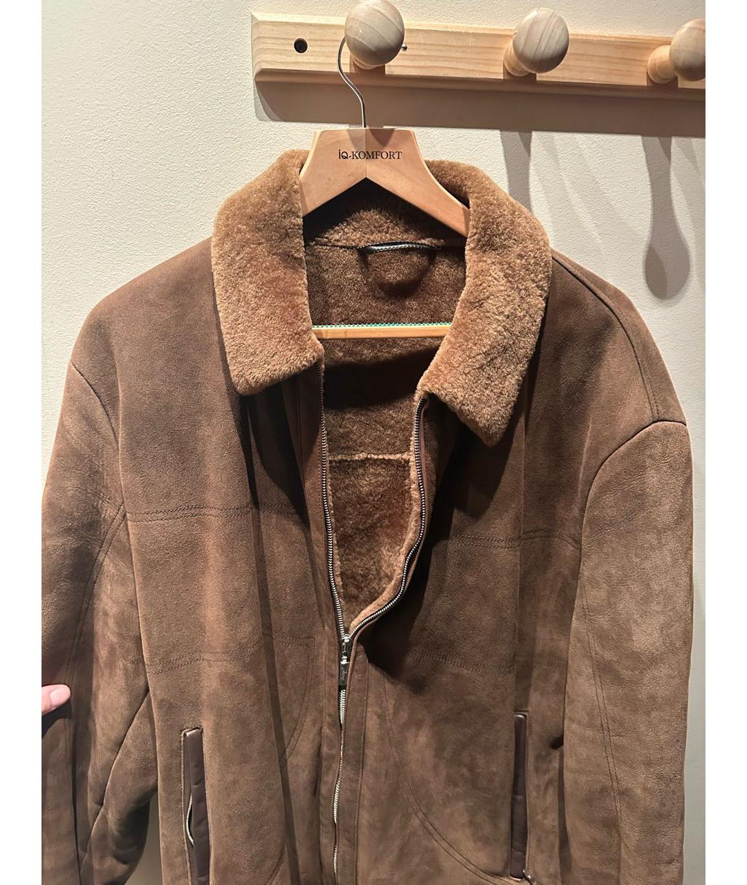 BRIONI Коричневая кожаная дубленка/шуба, фото 5