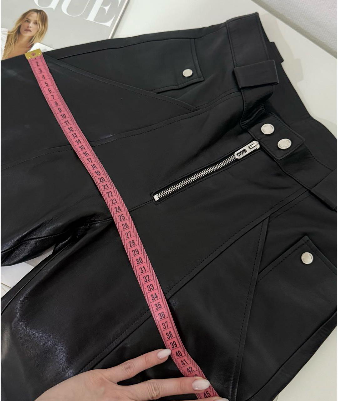 DROME Черные кожаные прямые брюки, фото 6