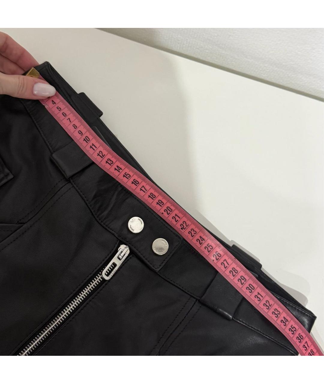 DROME Черные кожаные прямые брюки, фото 5