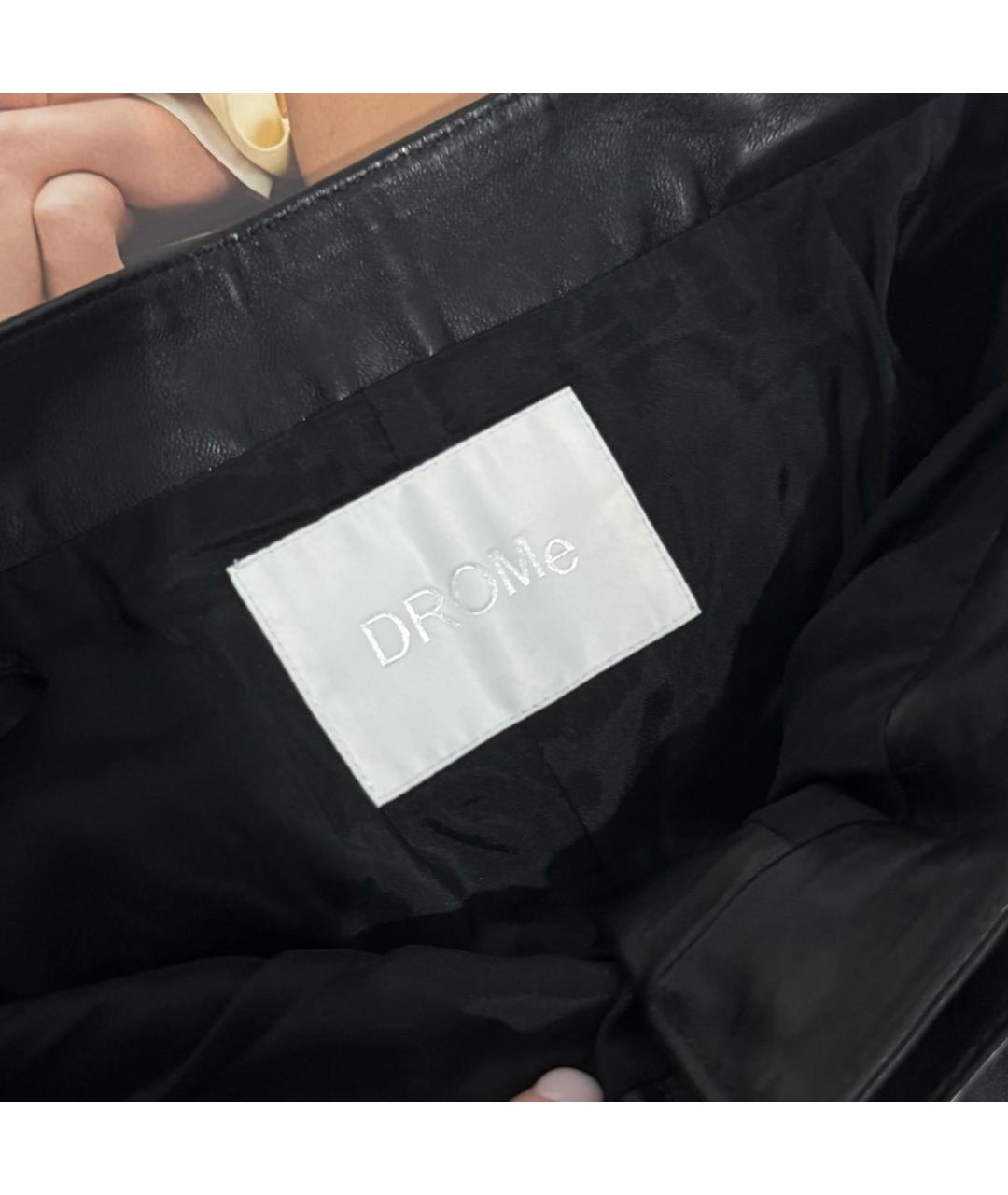 DROME Черные кожаные прямые брюки, фото 8