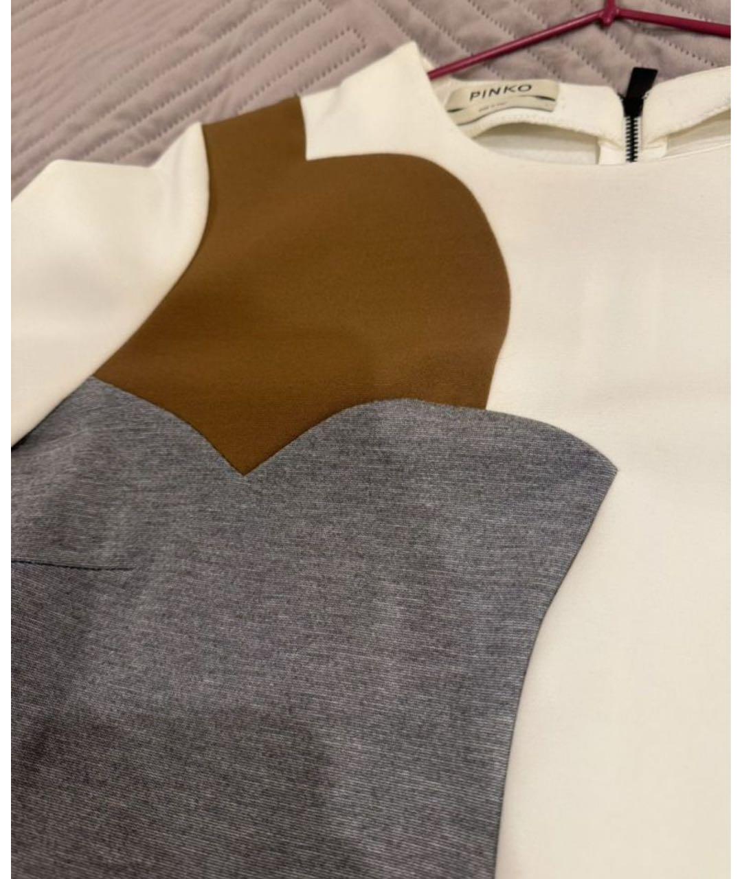 PINKO Белое вискозное повседневное платье, фото 3