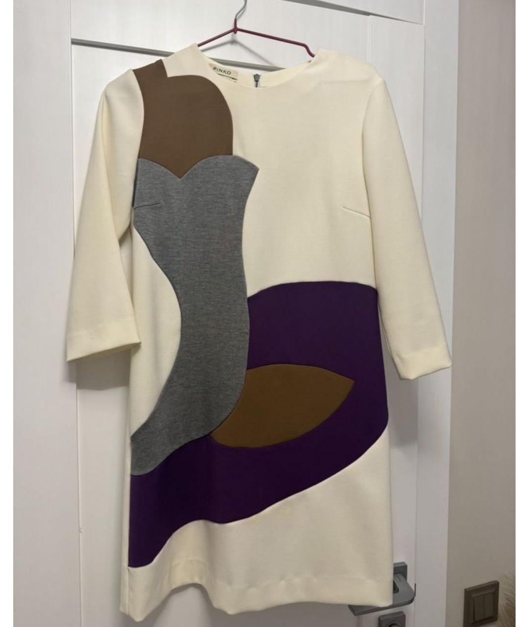 PINKO Белое вискозное повседневное платье, фото 7