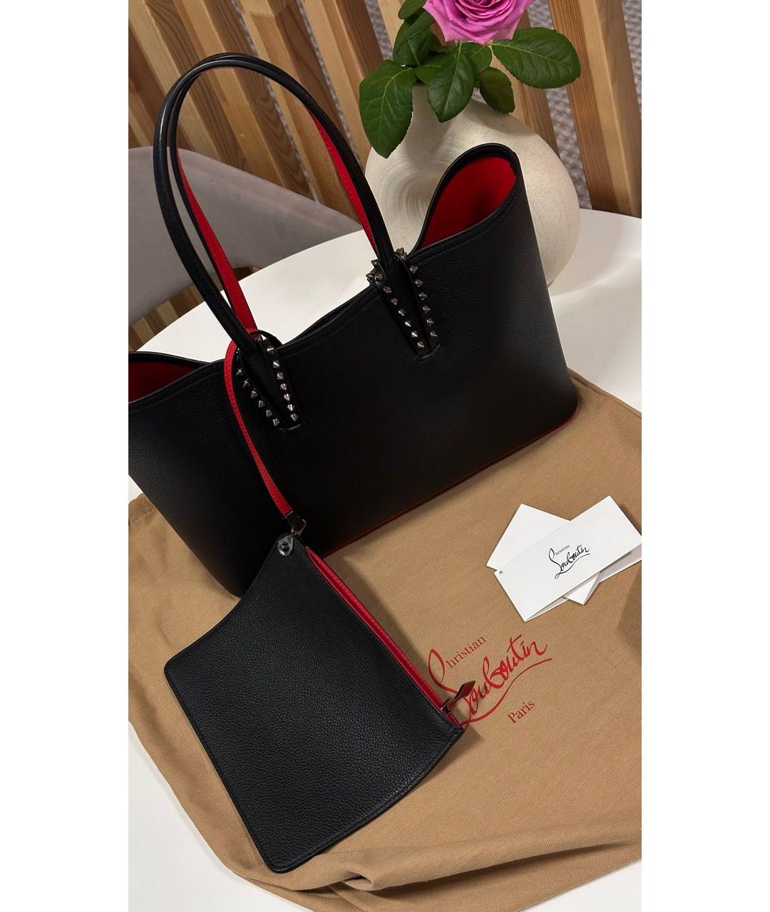 CHRISTIAN LOUBOUTIN Черная кожаная сумка тоут, фото 2