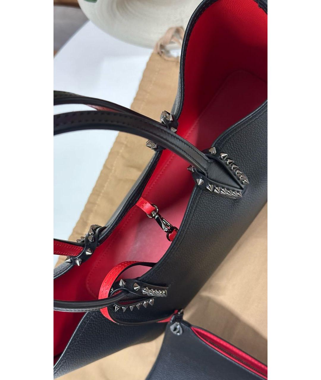 CHRISTIAN LOUBOUTIN Черная кожаная сумка тоут, фото 4
