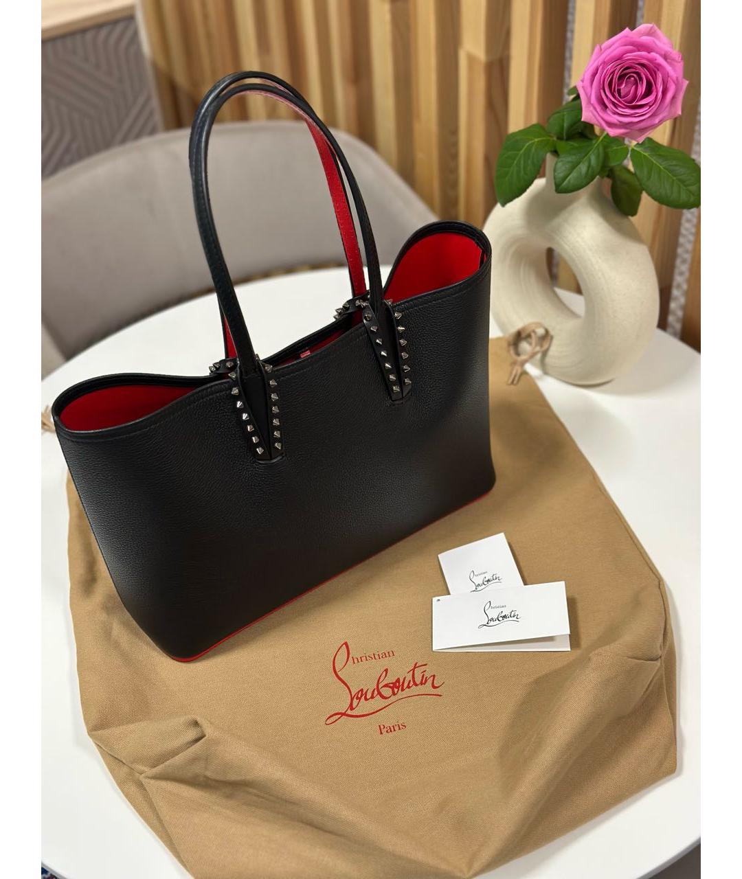 CHRISTIAN LOUBOUTIN Черная кожаная сумка тоут, фото 5