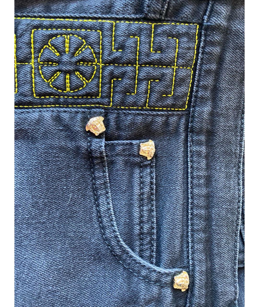 VERSACE Черные хлопко-эластановые джинсы слим, фото 5