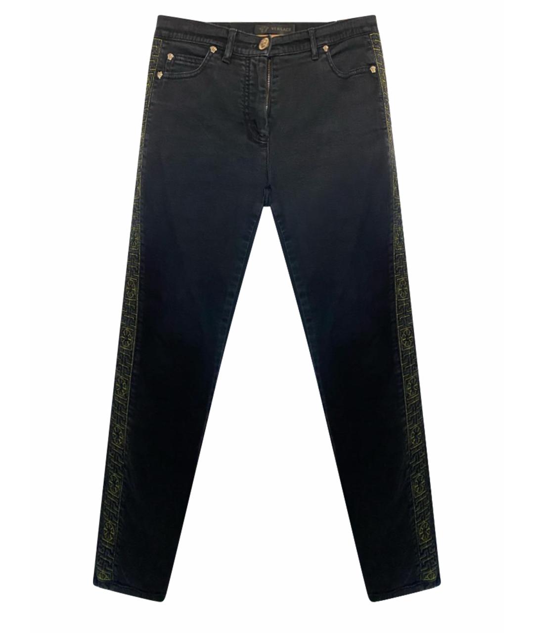 VERSACE Черные хлопко-эластановые джинсы слим, фото 1