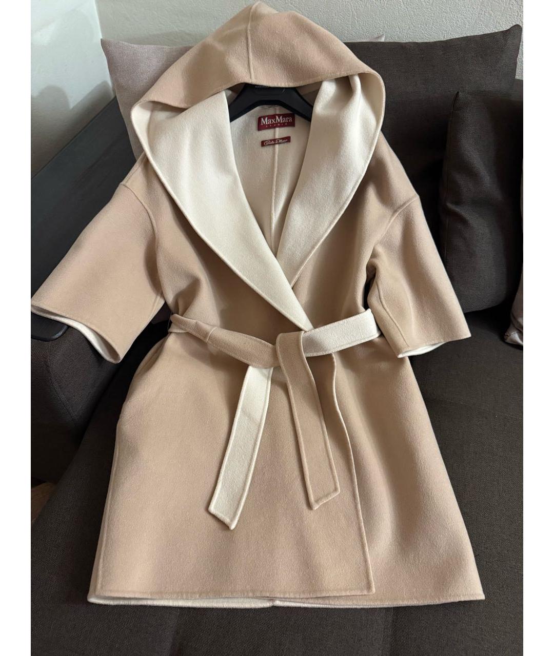 MAX MARA STUDIO Бежевое шерстяное пальто, фото 5