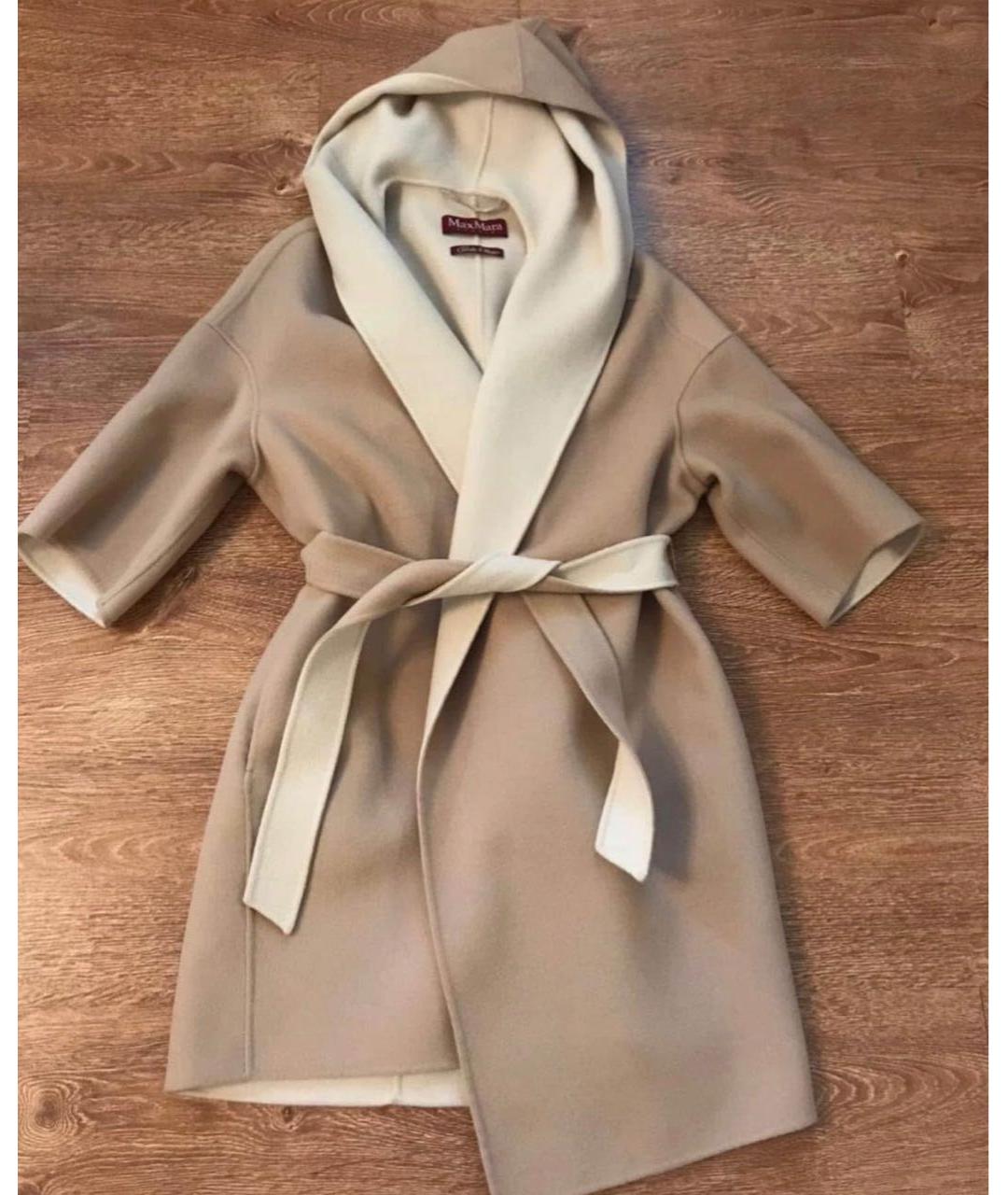 MAX MARA STUDIO Бежевое шерстяное пальто, фото 6