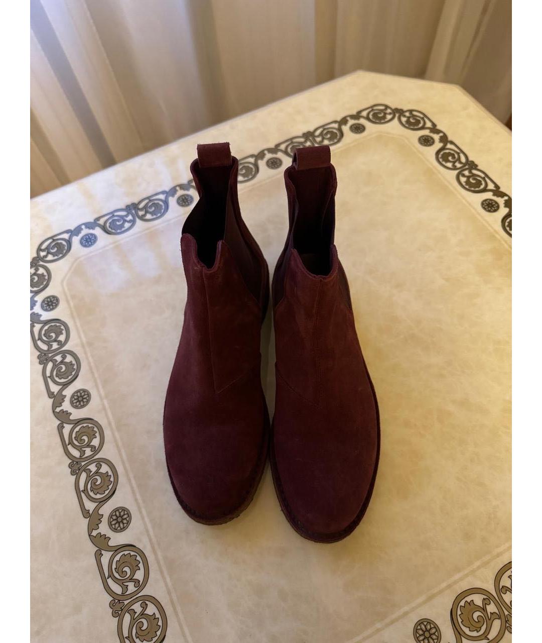 BOTTEGA VENETA Бордовые замшевые полусапоги, фото 2