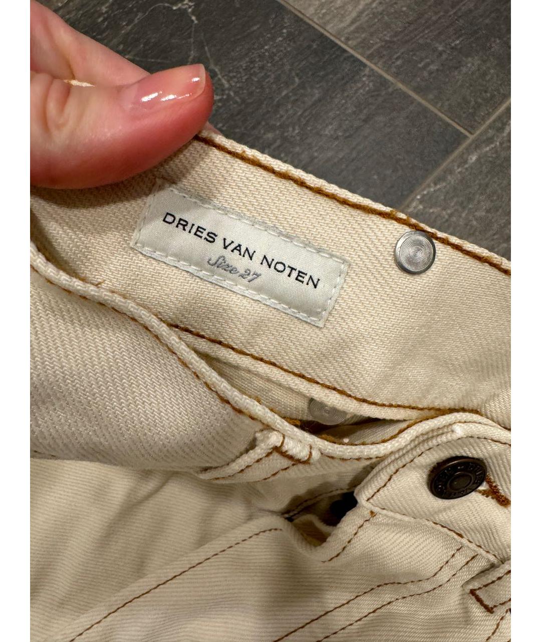 DRIES VAN NOTEN Бежевые хлопковые прямые джинсы, фото 4