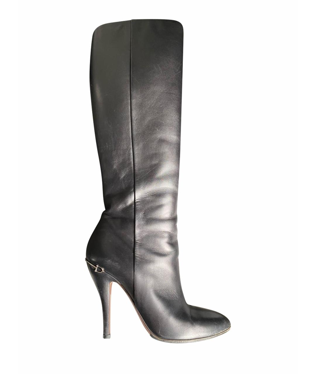 GUCCI Черные кожаные сапоги, фото 1