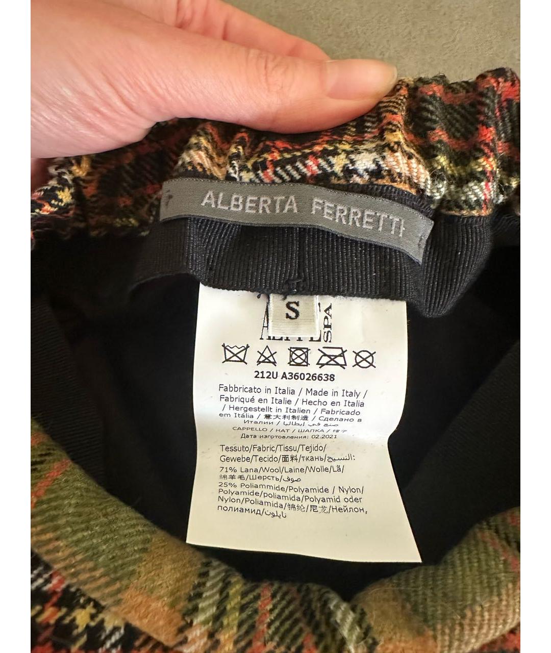 ALBERTA FERRETTI Зеленая шерстяная кепка, фото 3