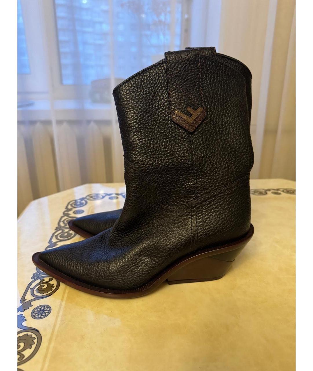 FENDI Черные кожаные полусапоги, фото 2