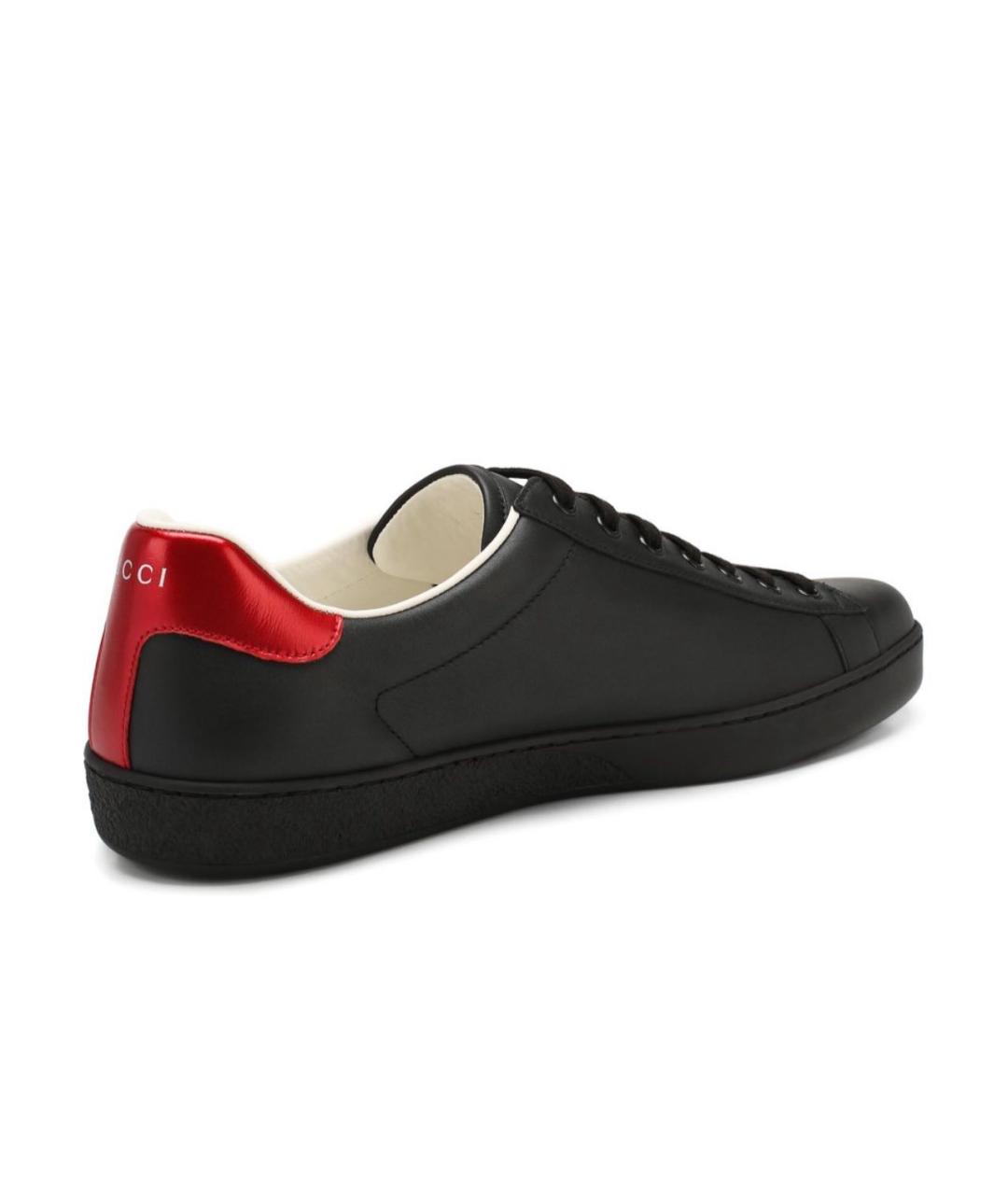 GUCCI Черные кожаные низкие кроссовки / кеды, фото 3
