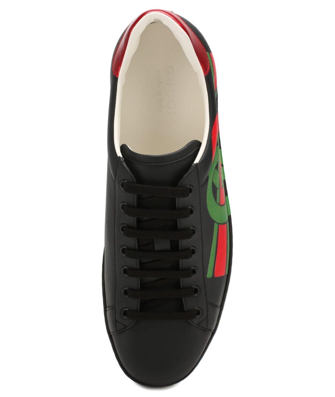 GUCCI Черные кожаные низкие кроссовки / кеды, фото 4