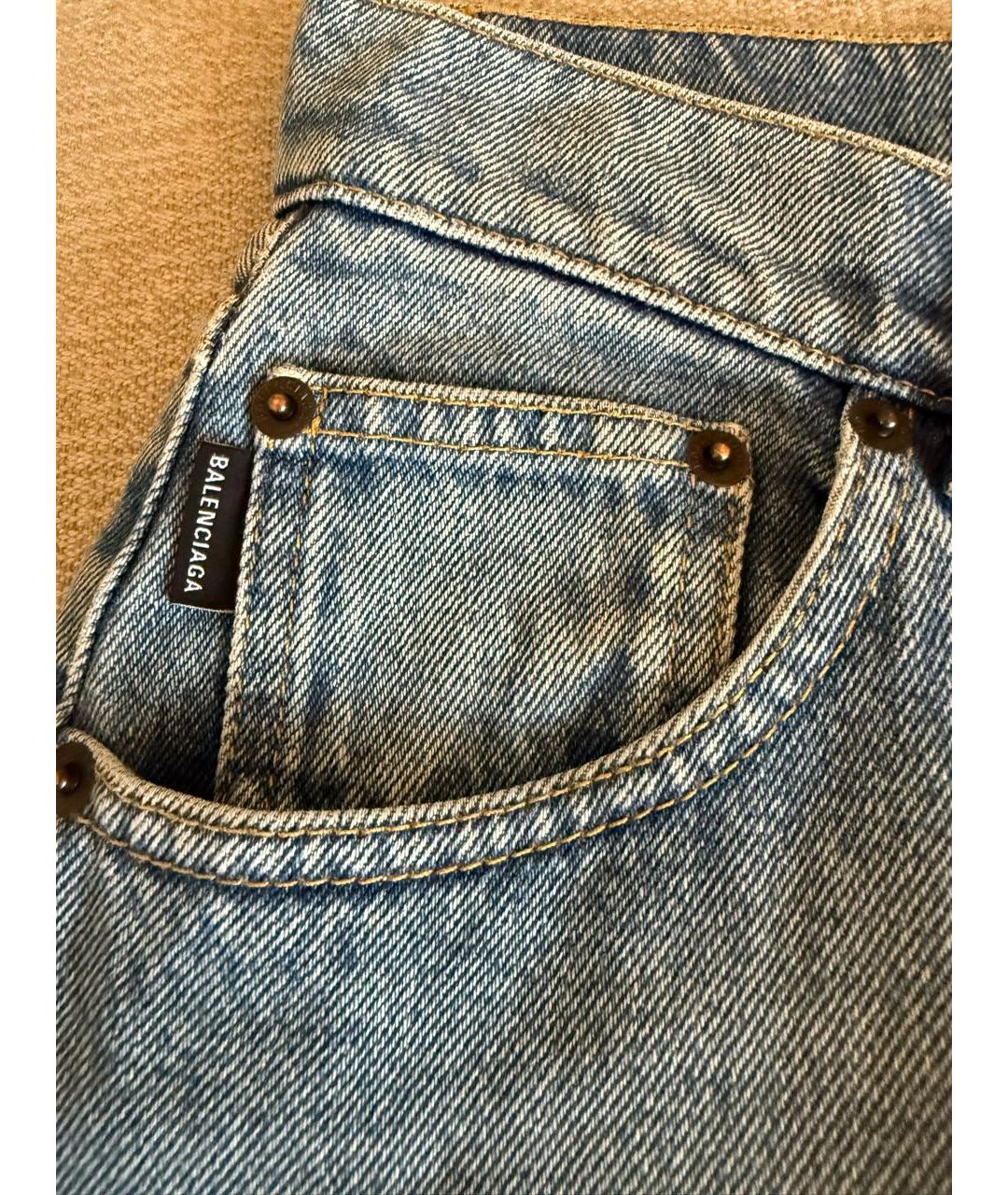BALENCIAGA Голубые хлопковые джинсы слим, фото 4