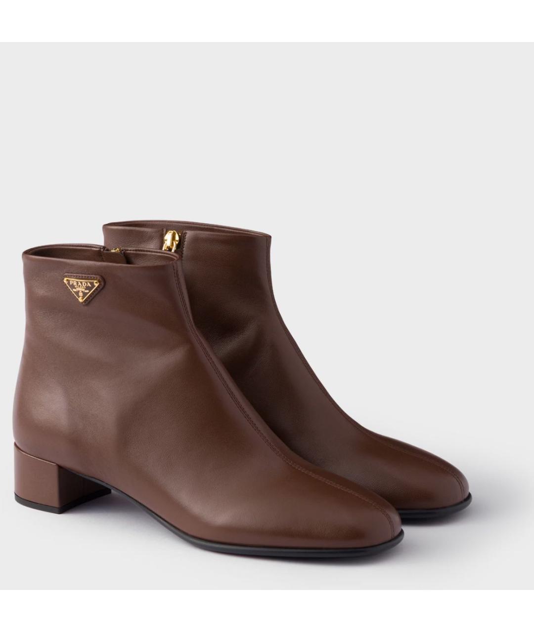 PRADA Коричневые кожаные полусапоги, фото 2